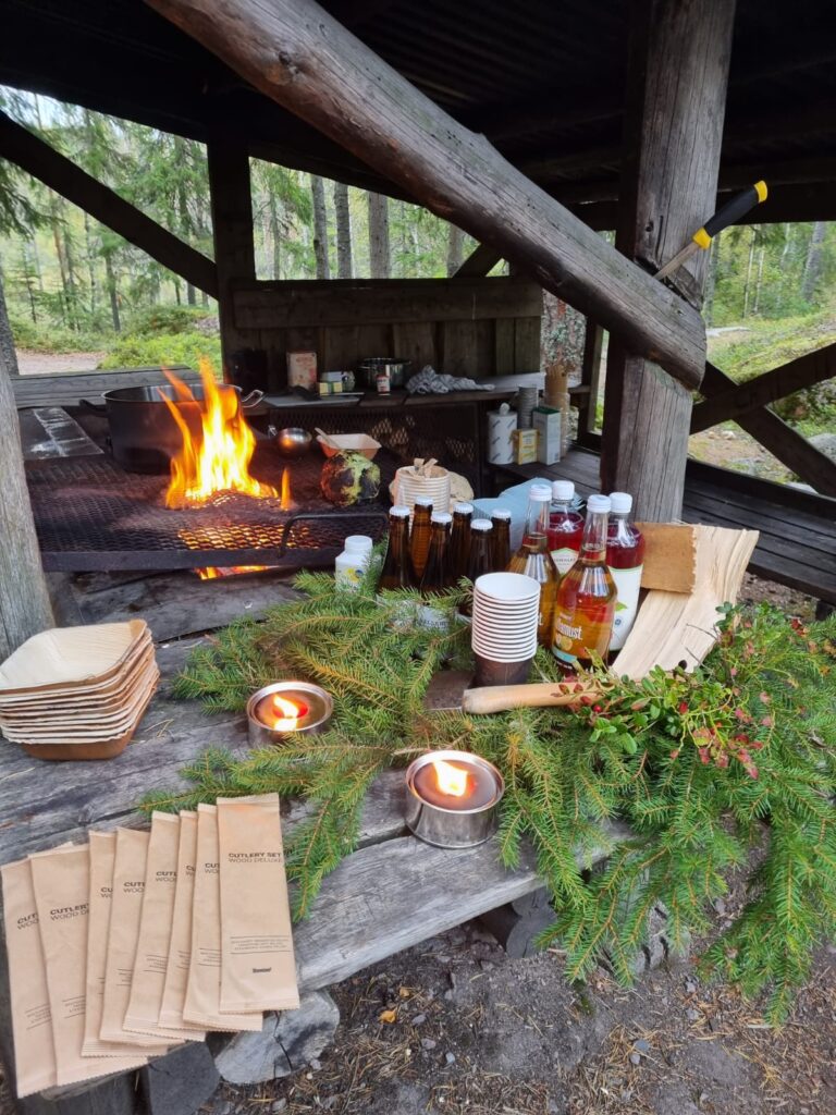 Preparing outdoor dinner near Säfsen Resort 